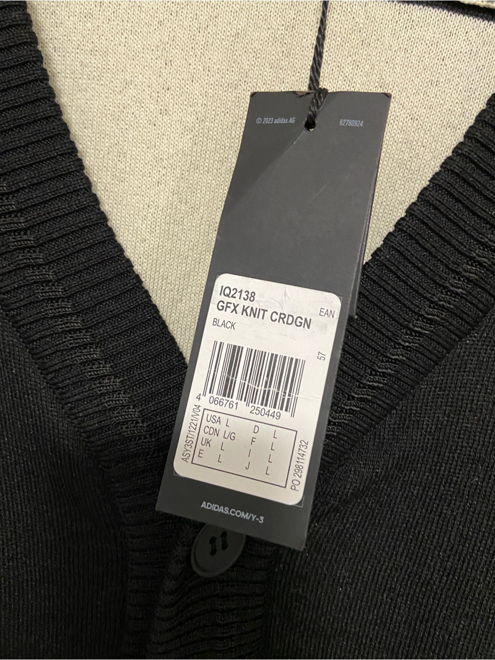 NWT Y-3 Logo Cardigan Tokyo Size L - Picture 8 of 9